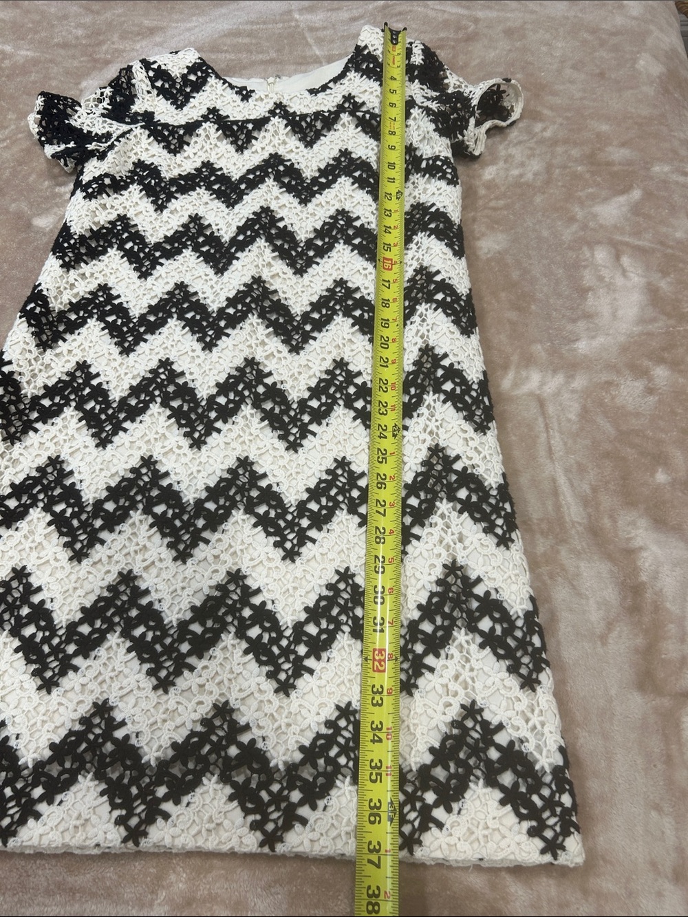 Talbots Chevron Crochet Lace Sheath Dress womens  6 Black White Cocktail Career - Picture 12 of 16